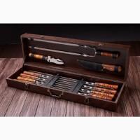 Набор шампуров с шампурами в деревянном кейсе