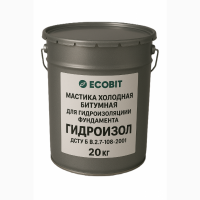 Мастика холодная битумная для гидроизоляции фундамента ГИДРОИЗОЛ -1 Ecobit 20 кг