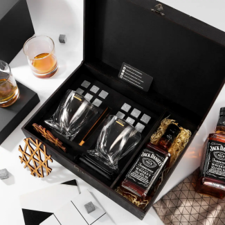 Деревянный подарочный набор с бокалами камни для виски