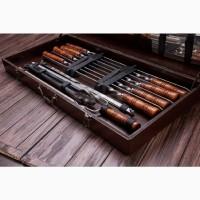 Подарочный набор шампуров для пикника в деревяном кейсе Браун